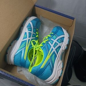 Asics Kids Running Sneakers Blue and Neon Green